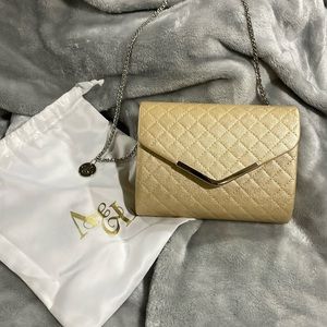 Ava & Lina Evening Handbag Clutch Purse With Silver Chain Quilted Crossbody